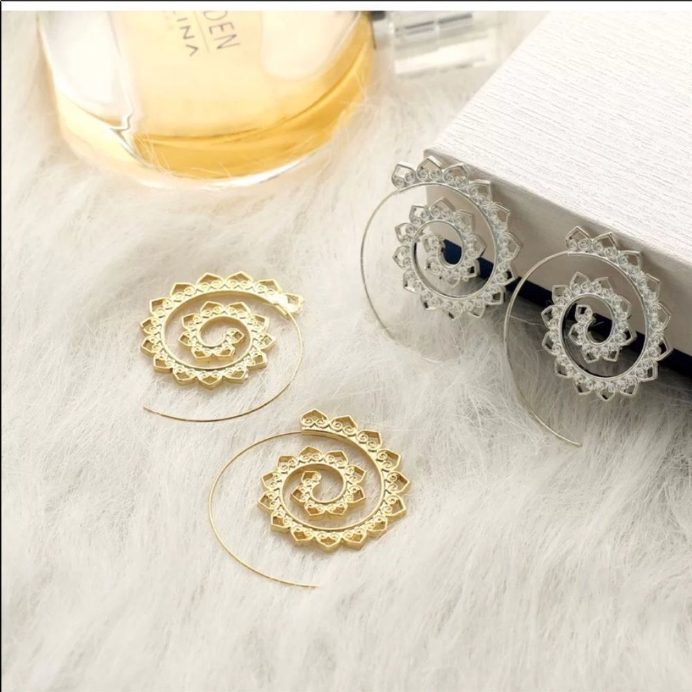 BOHO Silver Earrings Festivals 1 and 3/4” NEW